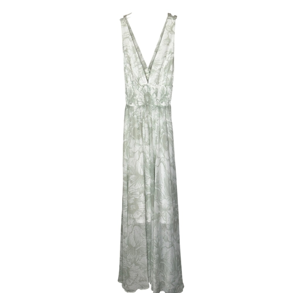 Baltic Born White Floral Sienna Maxi Dress V-Neck Sleeveless Smocked Waist Large